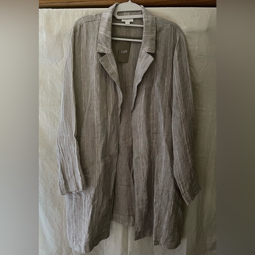 J. Jill - Pure Jill Linen Striped Duster Jacket (L Petite) NWT